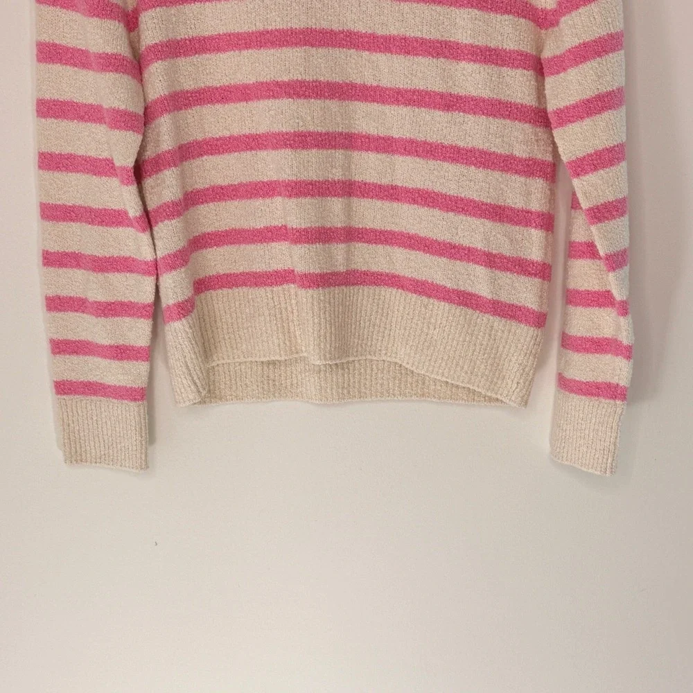 J.Crew Crewcuts Girls' Striped Sweater Pink Cream Long Sleeve Crewneck Large